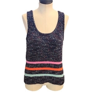 Womens Lou & Grey for LOFT blue spotted colorful stripe sweater tank size Large